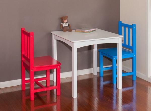 MyDeal - Kids Red & Blue Playroom Wooden Table & Chairs Set