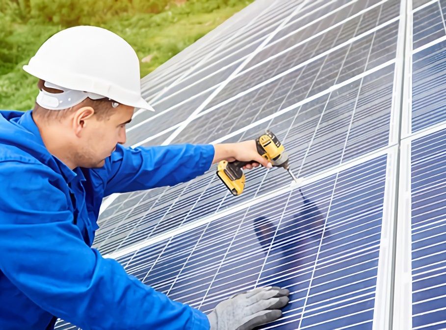 man installing solar panels 