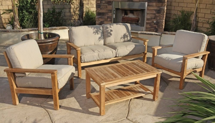 contemporary outdoor teak chairs  with table