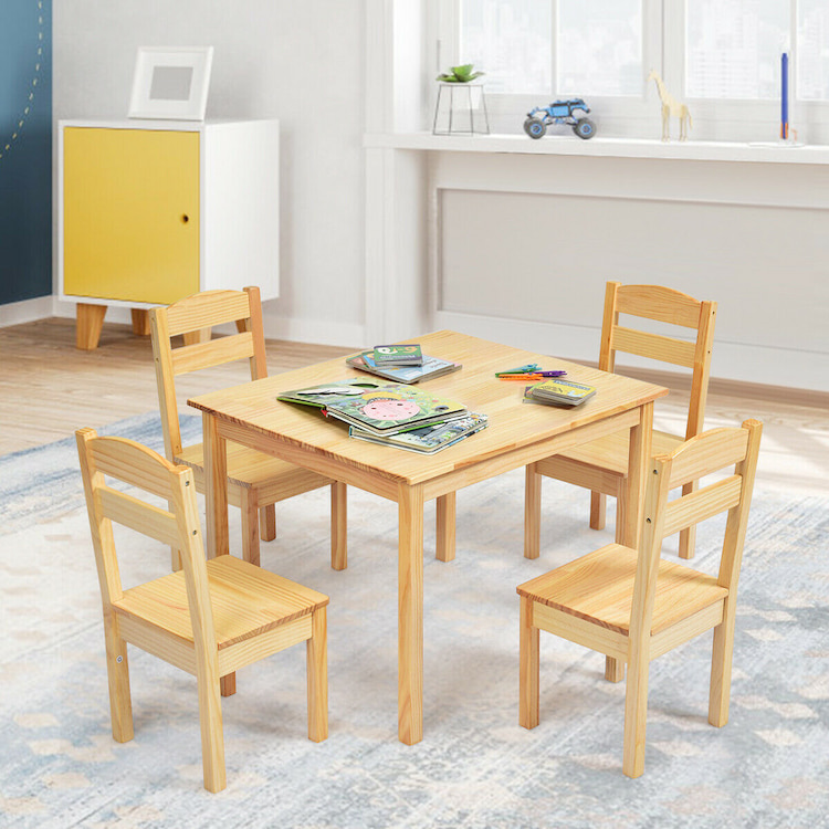 light wooden junior chairs and playtable for kids