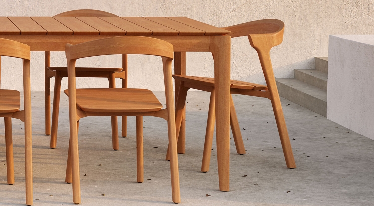 table with teak outdoor dining chair