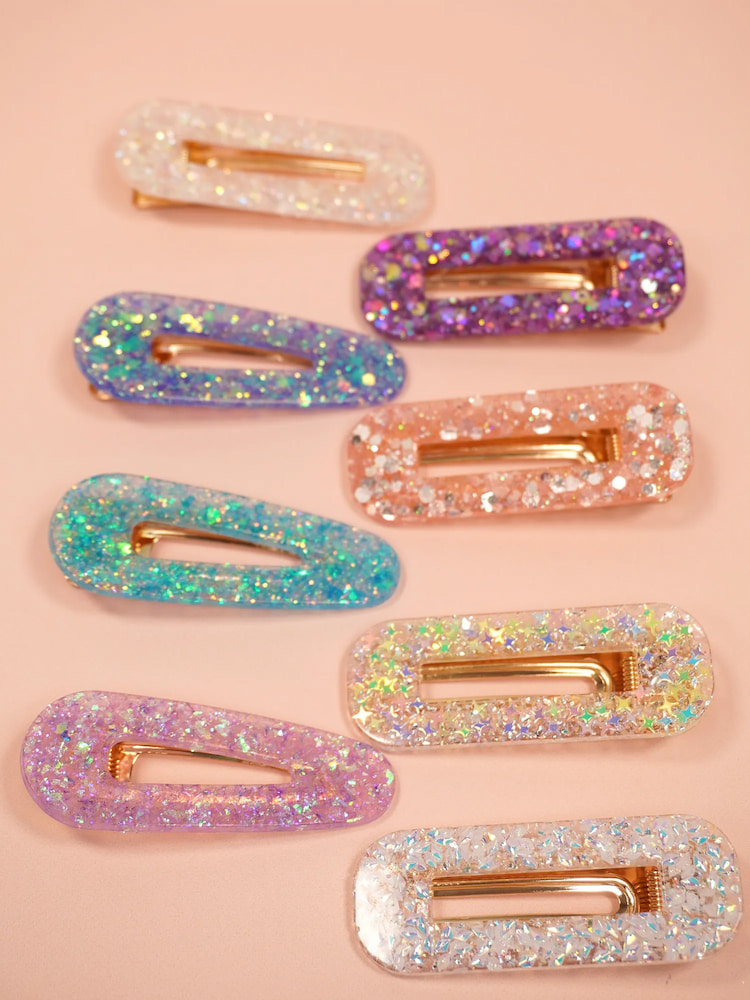 colourful glitter hair clips