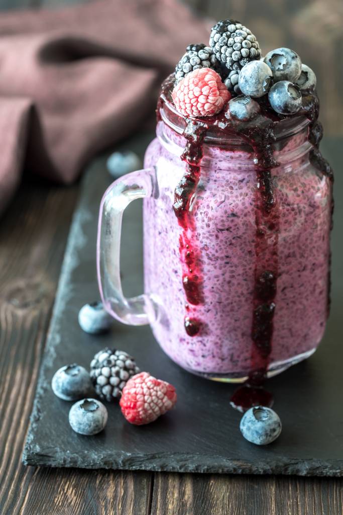 smoothie jar with berries