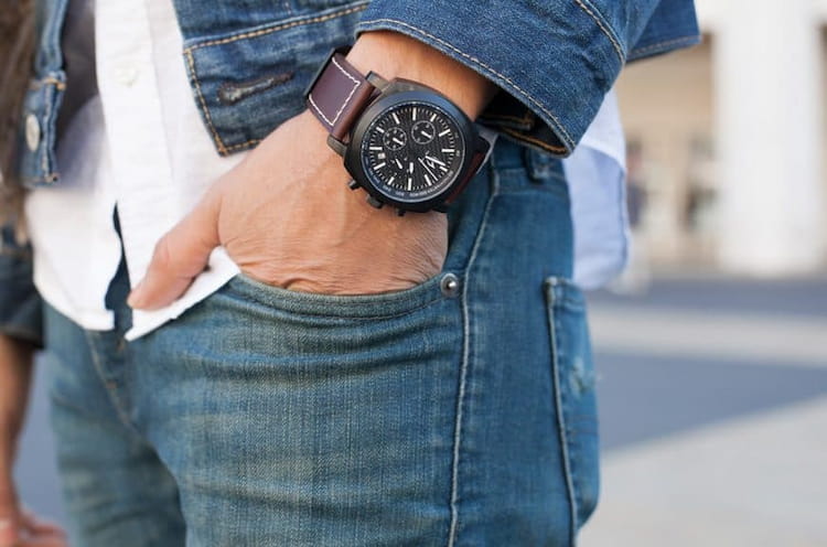 man wearing wristwatch