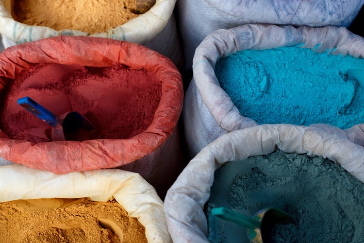clay pigments in several different colours